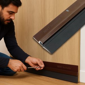 ALUMINIUM DOOR SEAL WITH BRUSH BROWN