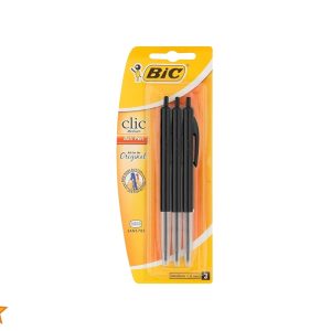 PEN BIC CLIC MED BLACK/BLISTER
