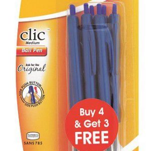 PEN BIC CLIC MED BLUE 7S