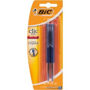 PEN BIC CLIC MED BLUE 2S