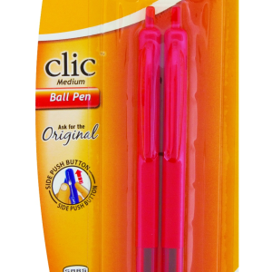 PEN BIC CLIC MED RED 2S