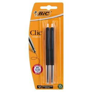 PEN BIC CLIC MED BLACK 2S