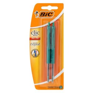 PEN BIC CLIC MED GREEN 2S